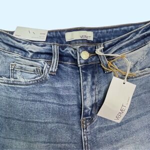 Vervet Jeanne High Rise Stretch‎ Slim Straight Distressed Jeans Blue Size 25